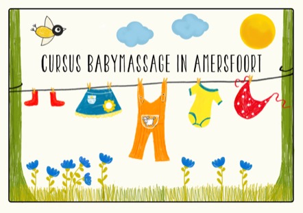 Tekening van waslijn met babykleertjes